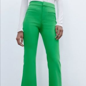 NWT Zara green mini flare pants